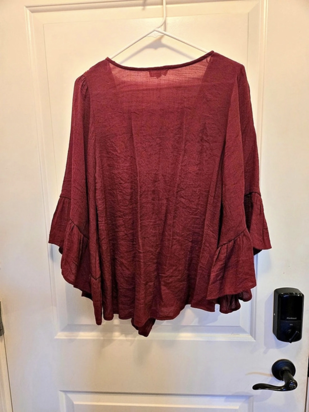 NWOT entro Embroidered Tie-Front Blouse in Red - Picture 8 of 8